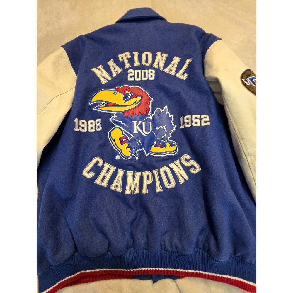rare vintage Kansas University KU Jayhawks National Champions 2008 leather...
